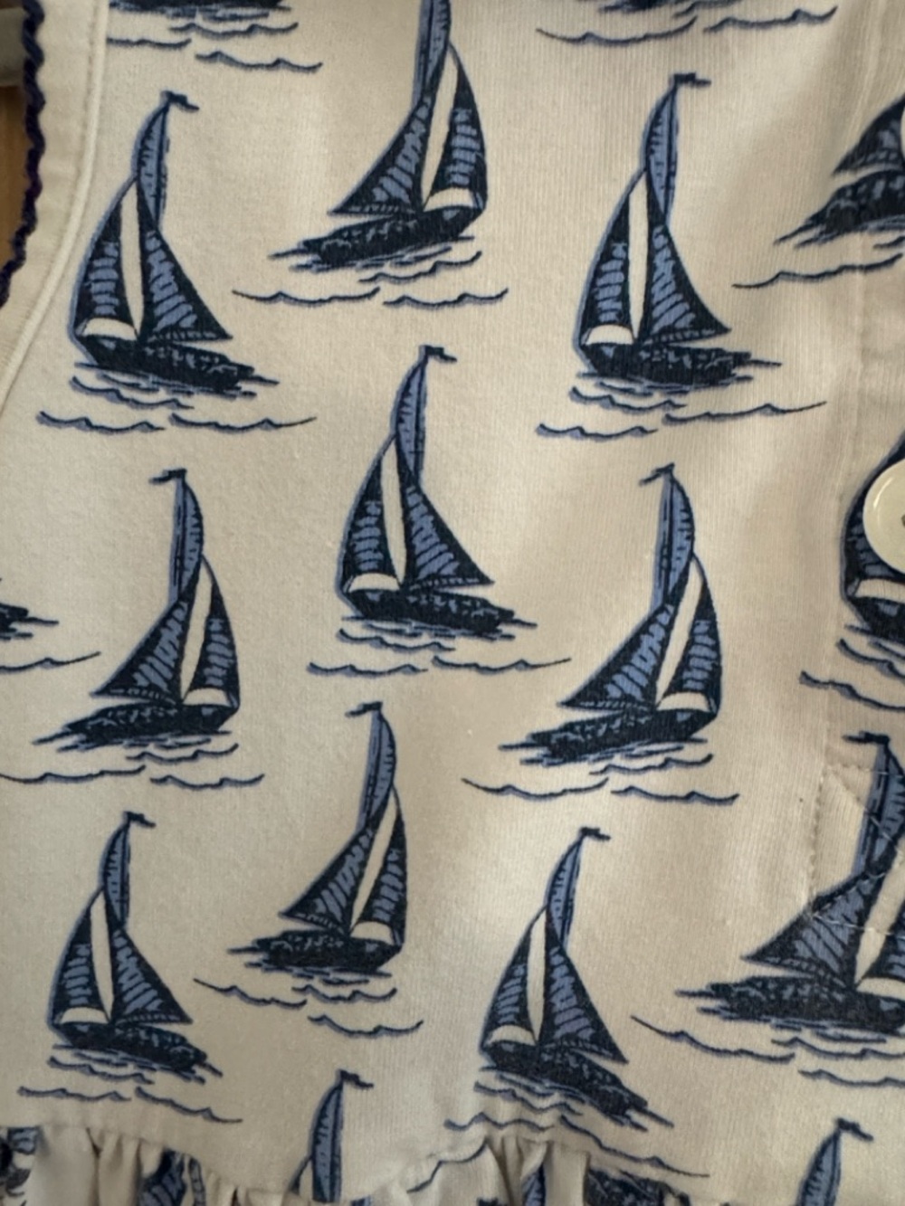 Nautical Sailboat Ruffle Collar Dress - White & Navy - Picture 4 of 5